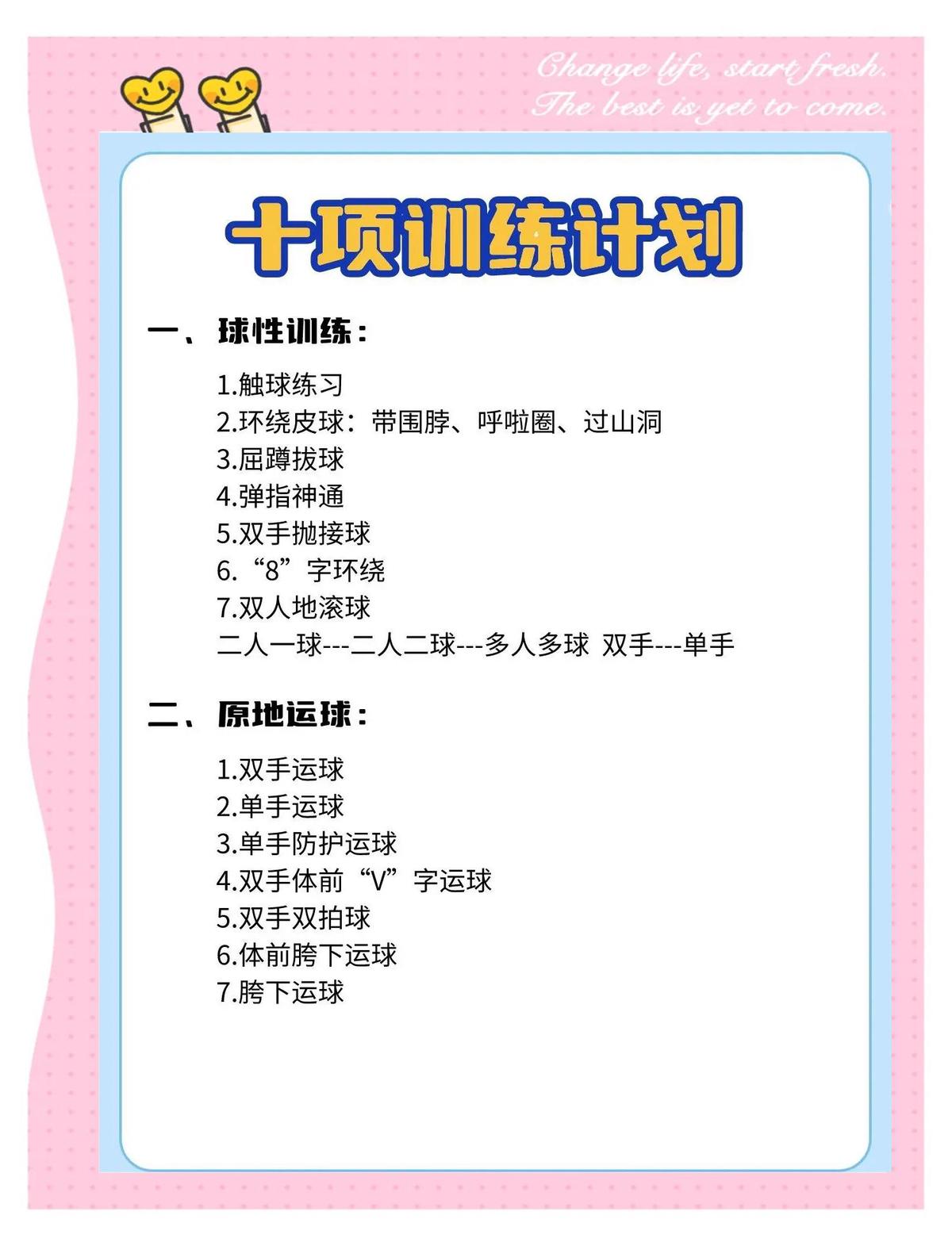 初中生零基础篮球训练详细计划表怎么写